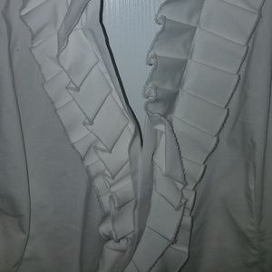 NEW YORK AND CO SIZE 14 WHITE HALTER RUFFLE FRONT
